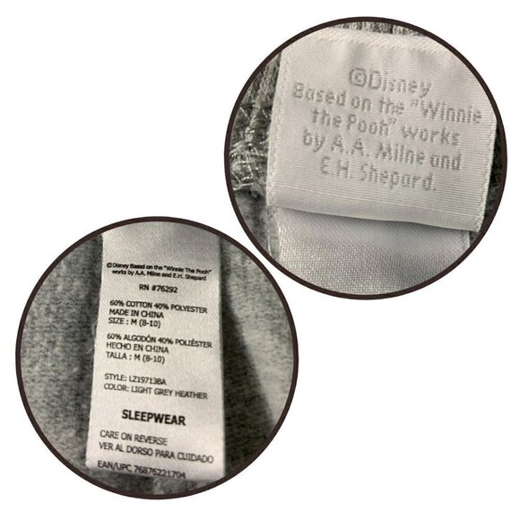 Disney Sleepwear Winnie the Pooh Bear Light Grey Heather Lounge Pants, Medium - Picture 7 of 7